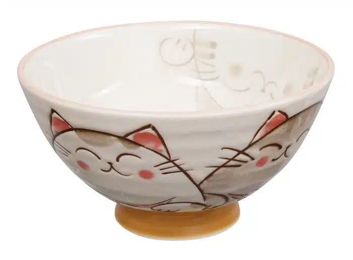 Weiße Schale mit Katzenfigur - Kawai - 11,5 x 6 cm 300ml