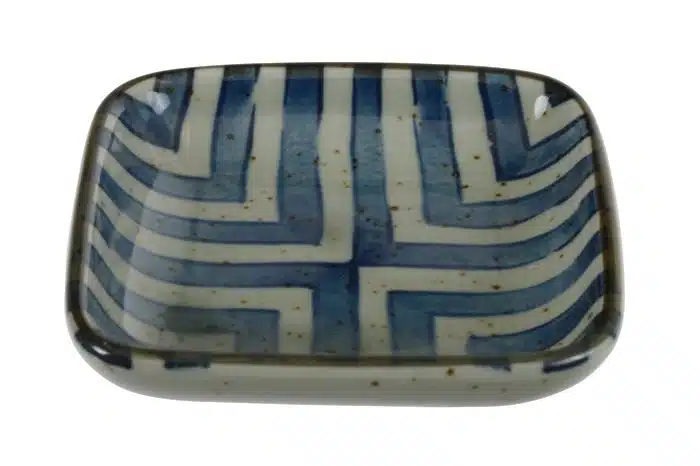 Blau / Weiße Sojasaucenschale - 9 x 9 x 1,6 cm