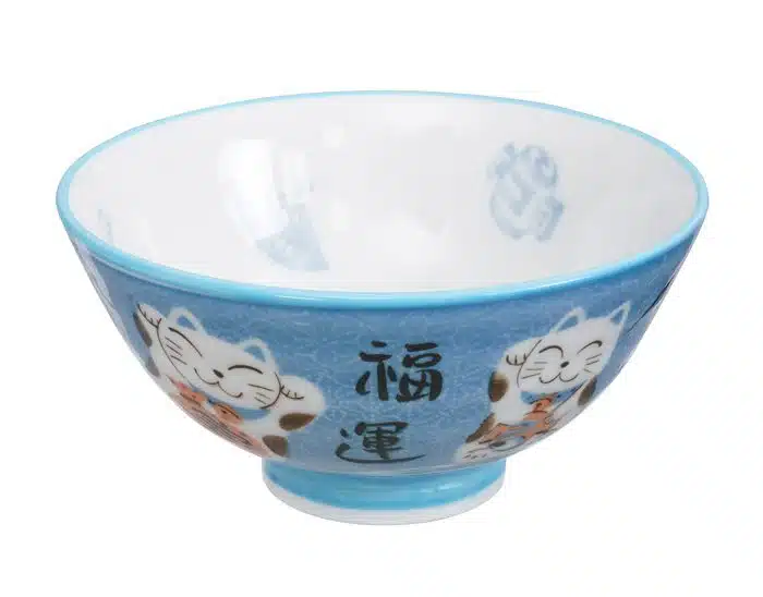Blaue Schale mit Katzenfigur - Kawai - 11,2 x 6cm 250ml
