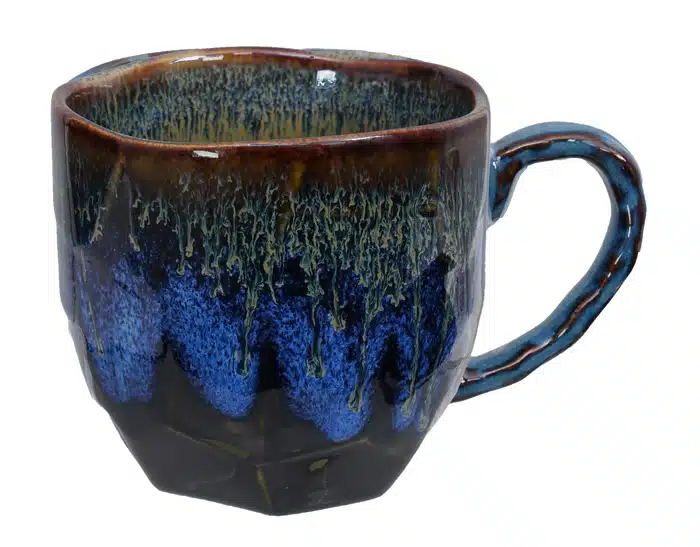 Schwarz / Blauer handgemachter Becher - 8,5 x 8 cm 300 ml