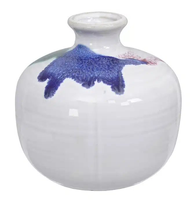 Weiße handgemachte Vase - 8,5 x 9 cm