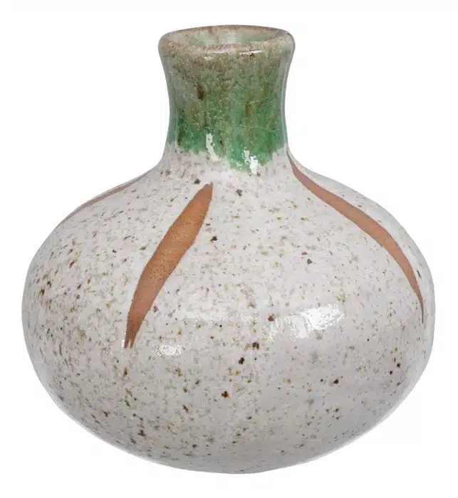 Braun / Grün handgemachte Vase in  - 8,5 x 9 cm