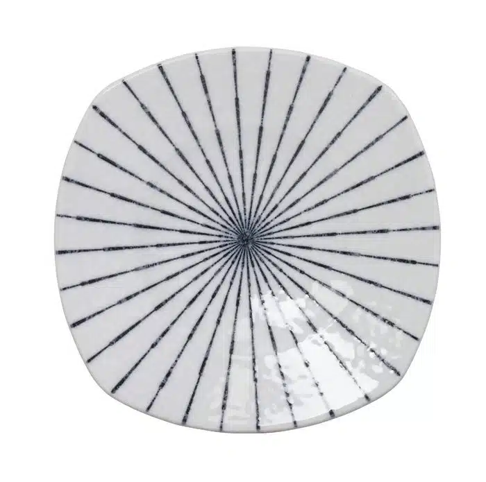Blau / Weißer quadratischer Teller - Tokusa Weiß - 18 x 3,5 cm