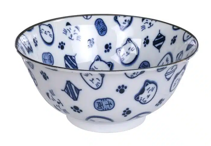 Blaue Schale - Glückliche Katzen - 14,8 x 7 cm 500 ml