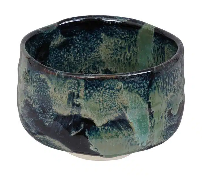 Schwarz / Grün handgemachte Schüssel - 12 x 8,3 cm