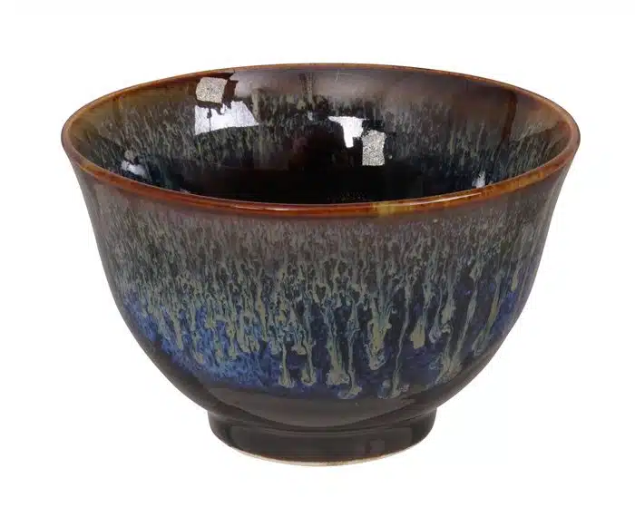 Schwarz / Blau handgemachte Teetasse - 9 x 5,4 cm