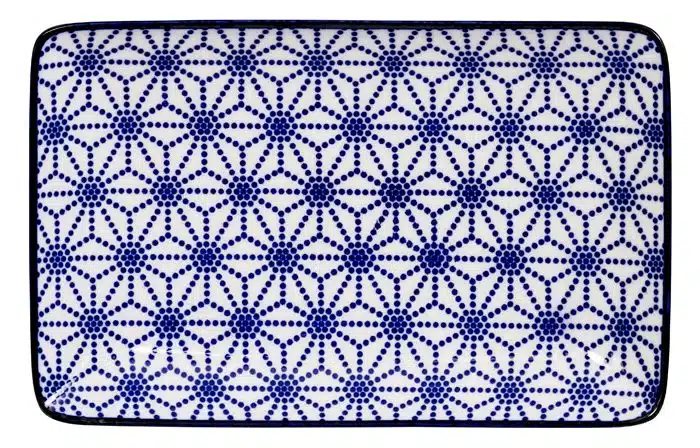 Blau / Weißer rechteckiger Teller Stern - Nippon Blau - 21 x 13,5 cm