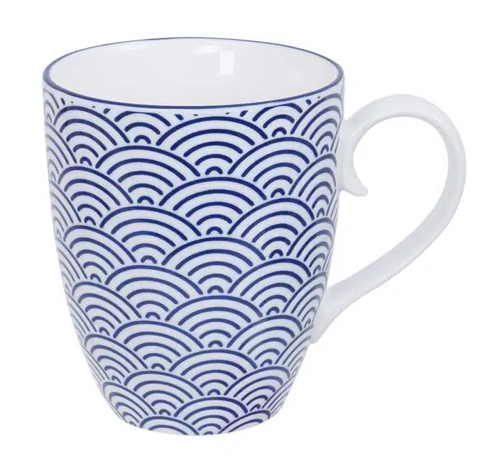 Blau / Weiße Becher Wellen - Nippon Blue - 8,5 x 10,2 cm 380 ml