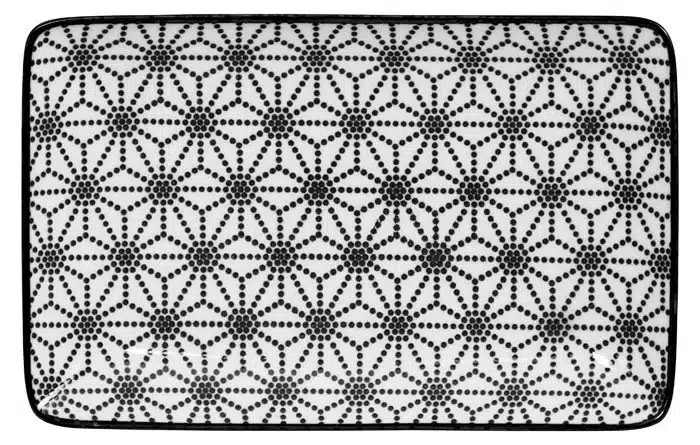 Schwarz / Weißer Rechteckiger Teller Stern - Nippon Schwarz - 21 x 13,5 cm