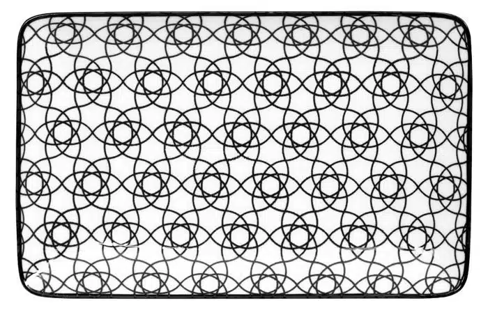 Schwarz / Weißer rechteckiger Teller Streifen - Nippon Schwarz - 21 x 13,5 cm