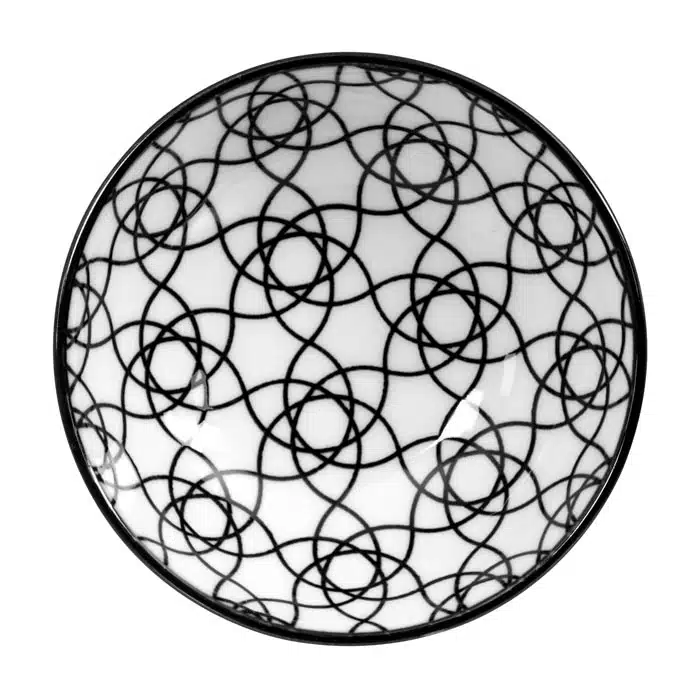 Schwarz / Weißer Teller Streifen - Nippon Schwarz - 9,5 x 3 cm