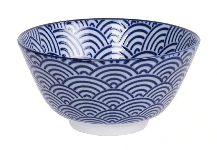 Blau / Weiße Schüssel mit Wellen - Nippon Blau - 12 x 6,4 cm 300 ml