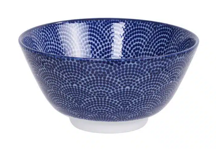 Blau / Weiße Schüssel Punkte - Nippon Blau - 12 x 6,4 cm 300 ml