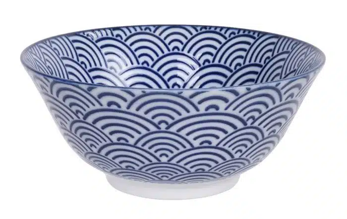 Blau / Weiß Schüssel Wellen - Nippon Blau - 15,2 x 6,7 cm 500 ml