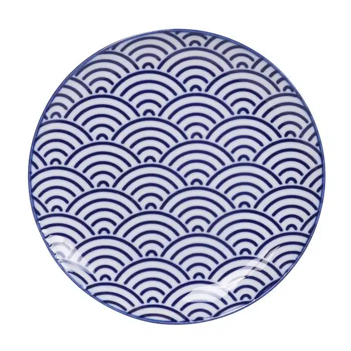 Blau / Weißer Teller Wellen - Nippon Blau - 16 x 2 cm