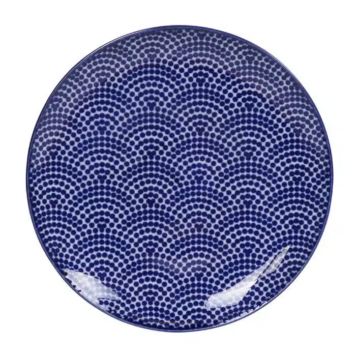 Blau / Weißer Teller Punkte - Nippon Blau - 16 x 2 cm