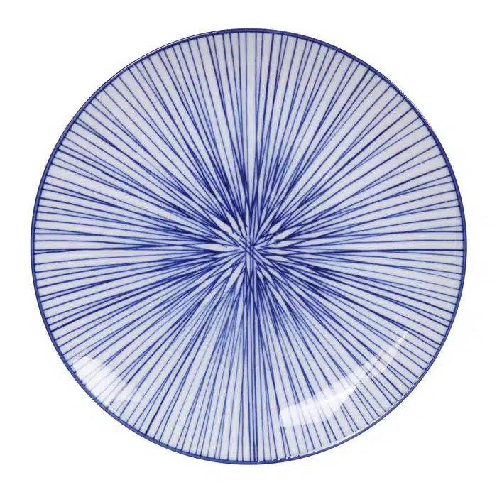 Blau / Weißer Teller Linien - Nippon Blau - 20,6 x 2,2 cm