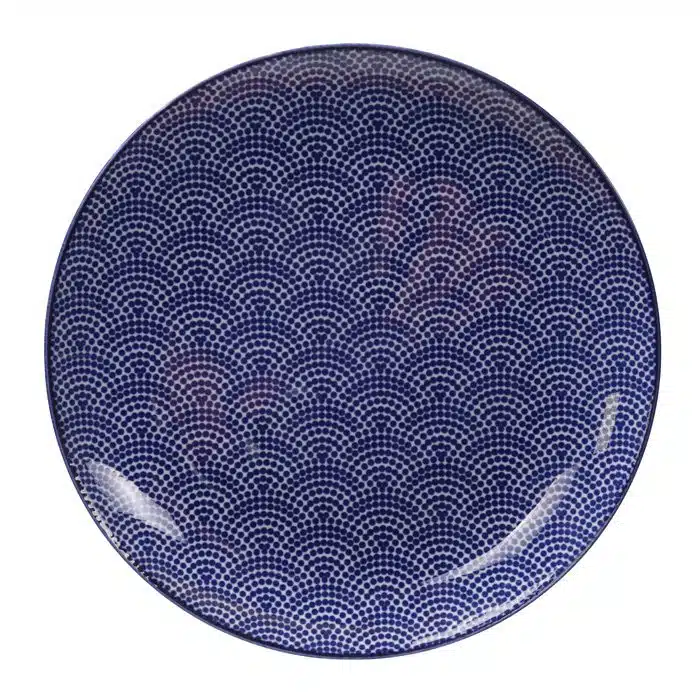 Blau / Weißer Teller Punkte - Nippon Blau - 25,7 x 3 cm