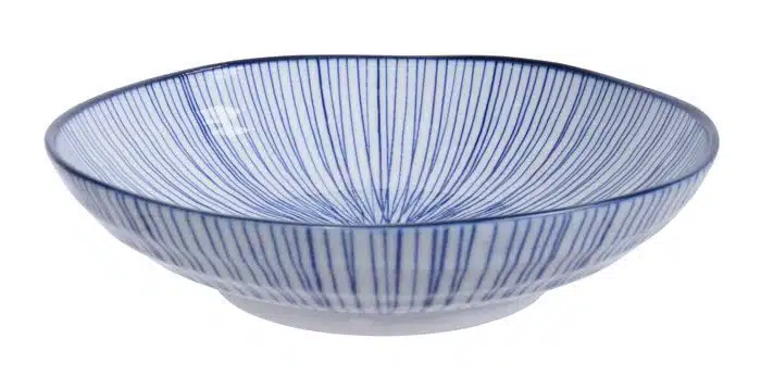 Blau / Weißer Teller Linien - Nippon Blau - 21 x 5,2 cm