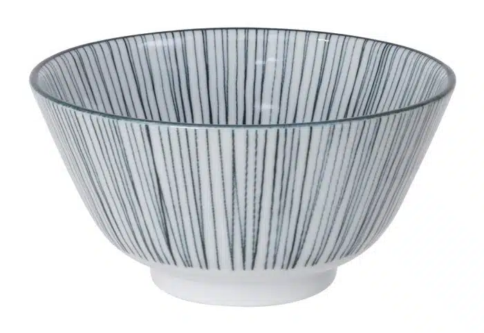 Schwarz / Weiße Schüssel Linien - Nippon Schwarz - 12 x 6,4 cm 300ml