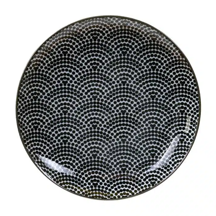 Schwarz / Weiße Teller Punkte - Nippon Schwarz - 16 x 2 cm