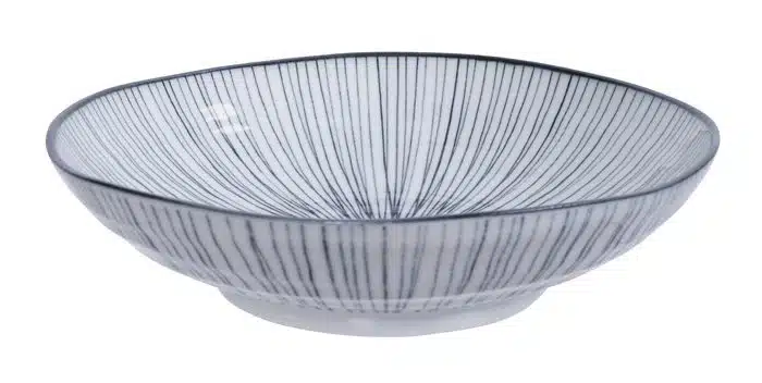 Schwarz / Weißer Teller Linien - Nippon Schwarz - 21 x 5,2 cm