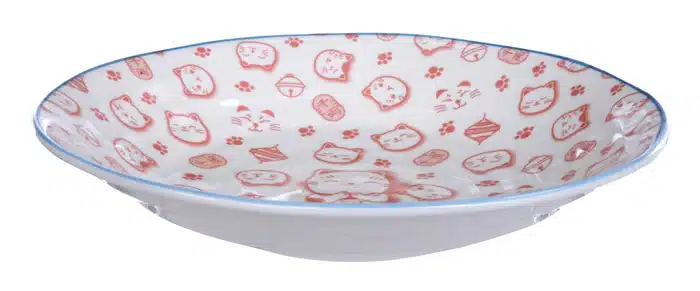 Rot / Weißer Teller - Glückskatze - 25,3 x 5 cm