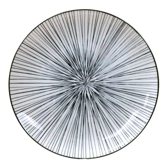 Schwarz / Weißer Teller Linien - Nippon Schwarz - 20,6 x 2,2 cm