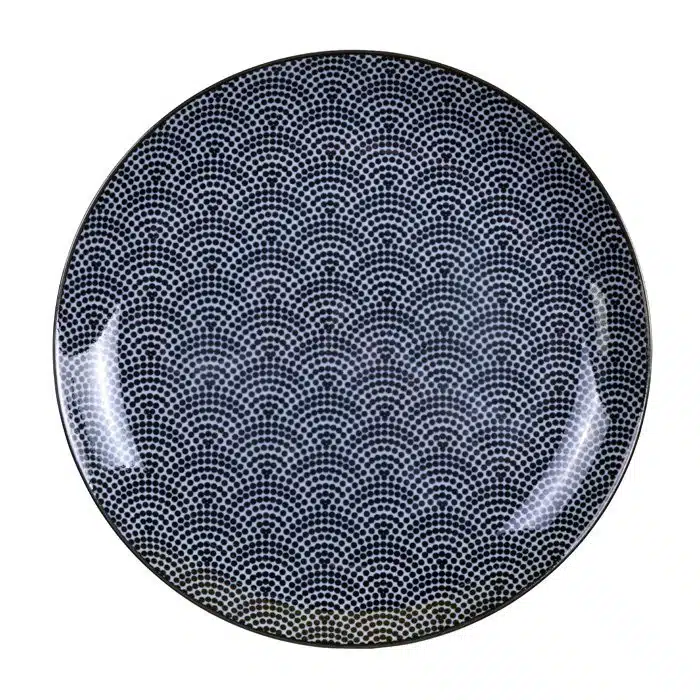 Schwarz / Weiße Teller Punkte - Nippon Schwarz - 25,7 x 3 cm