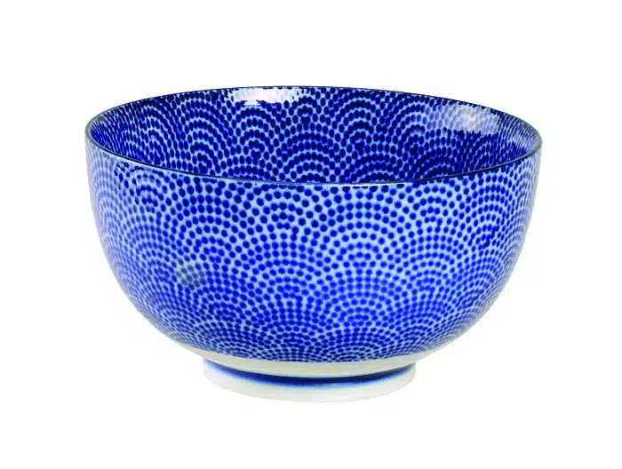 Blau / Weiße Schale mit Punkten - Nippon Blau - 13,2 x 7,4 cm 450 ml