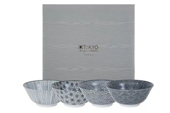 Schwarz / Weißes Schüsselset - Nippon Schwarz - 4er Set - 15,2 x 6,7 cm 500ml