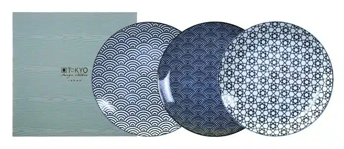 Schwarz / Weißes Teller Set - Nippon Schwarz - 3er Set - 25,7 x 3 cm