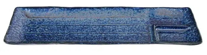 Blauer rechteckiger Servierteller - Große Teller - 33,2 x 10,5 cm