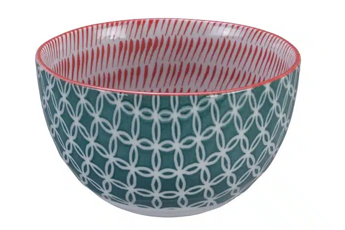 Grün / Rote Schale - Gemischte Schalen - 15 x 8,5 cm 750 ml