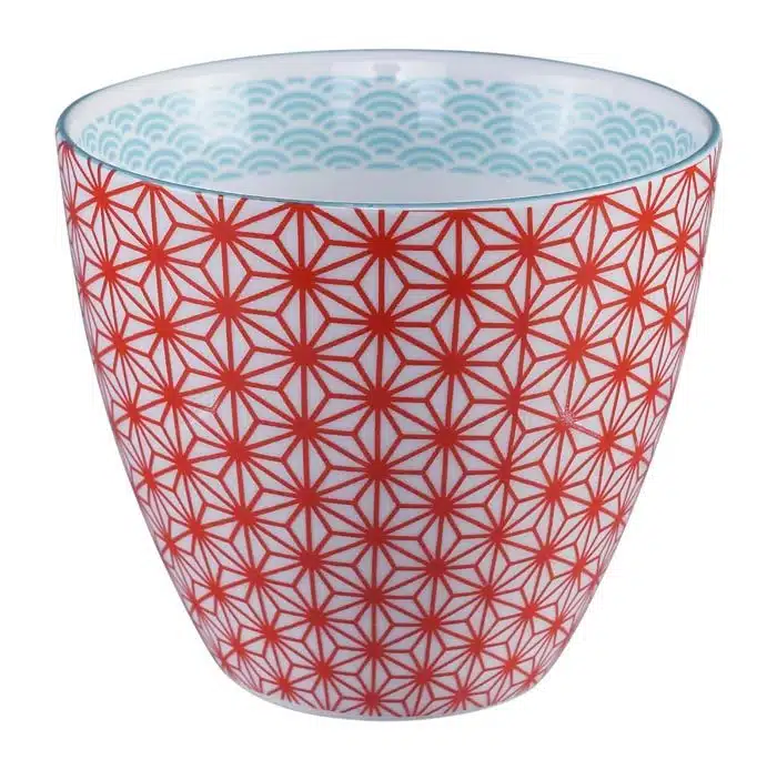 Rote / Weiße Teetasse - Star Wave - 9,8 x 8,5 cm 350 ml