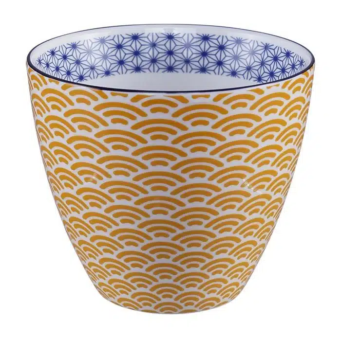Gelbe / Weiße Teetasse - Star Wave - 9,8 x 8,5 cm 350 ml