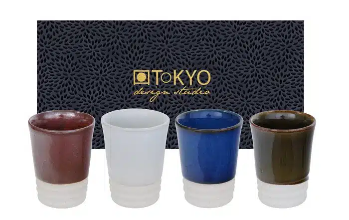 Buntes Espresso-Set - 4-teiliges Set - 5,6 x 7 cm
