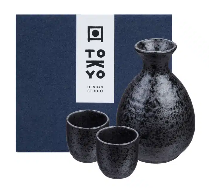 Matt-Schwarzes Sakeset - Tetsu Kessho Matte - Set von 3 Stück