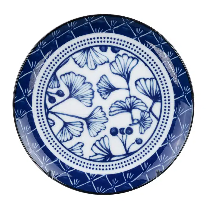 Blau / Weißer Teller Ginko - Flora Japonica - 20,6 x 2,2 cm