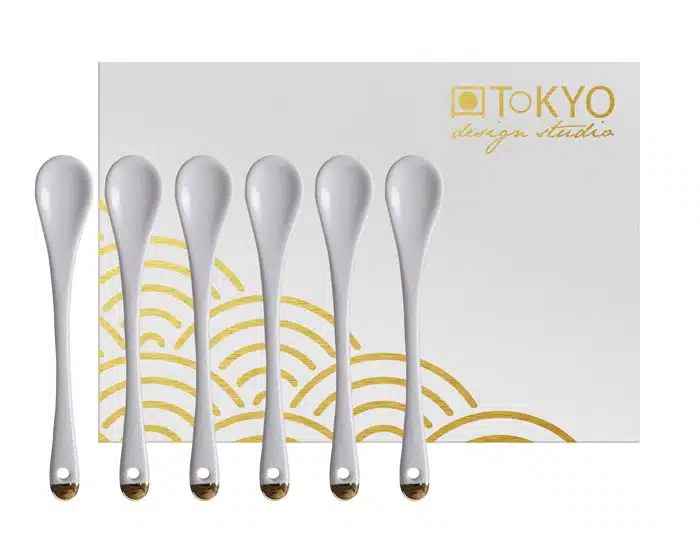 Weiß / Goldenes Löffel Set - Nippon Weiß - Set von 6 Stück