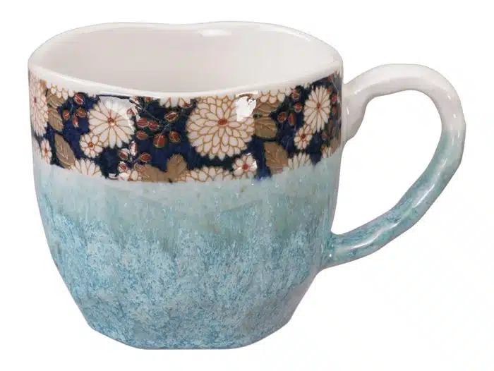 Blau / Weißer handgemachter Becher - 8,7 x 8 cm 300 ml