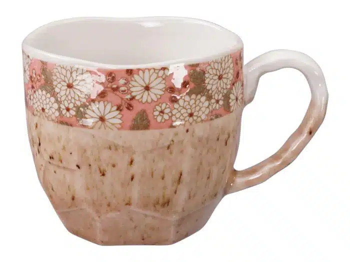 Rosa / Weiße handgemachte Tasse - 8,7 x 8 cm 300 ml