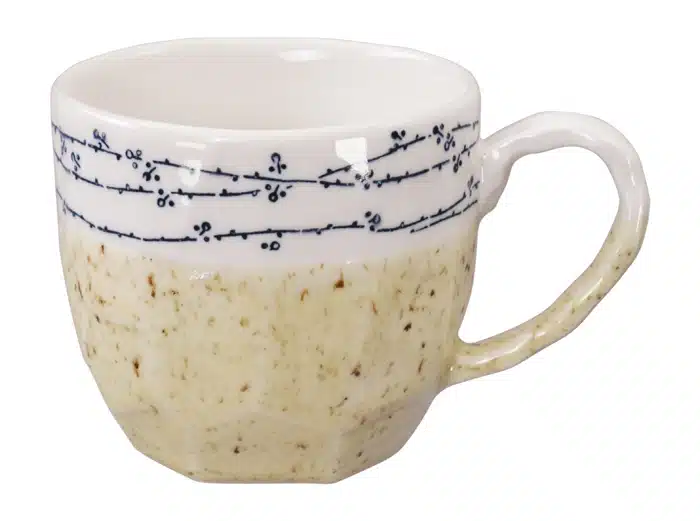 Gelb / weiße handgemachte Tasse - 8,7 x 8 cm 300 ml