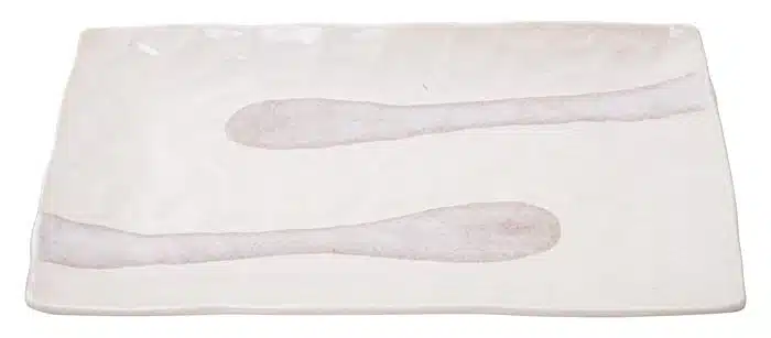 Weißer rechteckiger Teller - Minoyaki - 31 x 17 cm