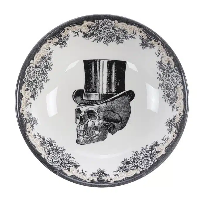 Schwarz / Weiße Schüssel - Schädel-Design - 19 x 5 cm 700 ml