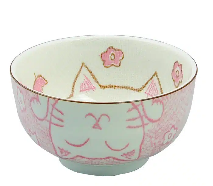 Rosa Schüssel - Kawai Katze - 12,7 x 7 cm
