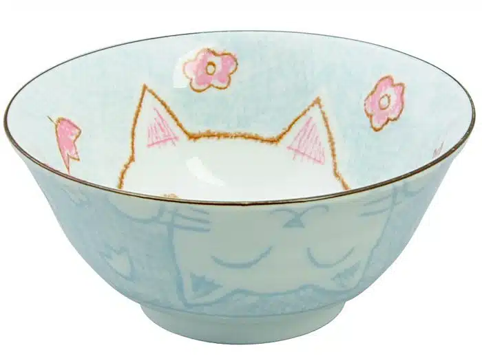 Blaue Schale - Kawai Katze - 15,3 x 3 cm 500 ml