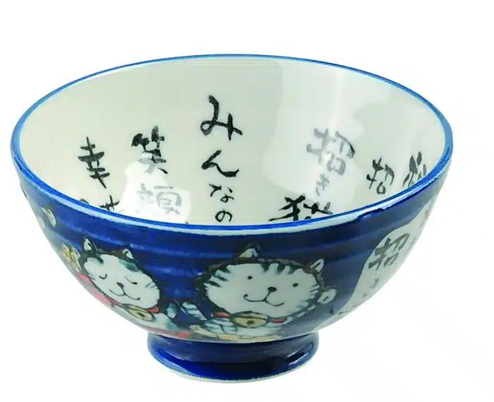 Blaue Schale - Kawai Katze - 11,5 x 6,2 cm 250 ml