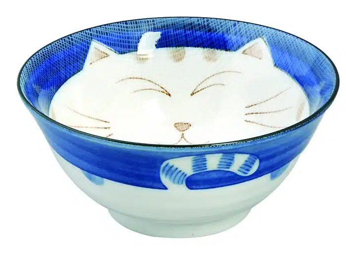 Blaue Schale - Kawai Katze - 15 x 7 cm 500 ml