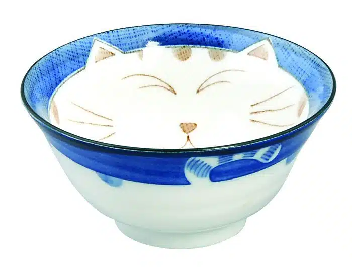 Blaue Schale - Kawai Katze - 13,5 x 6,8 cm 300 ml